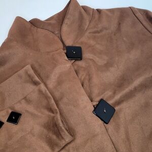 IC Connie K Jacket Women Brown Faux Suede Wrap Coat‎ Art To Wear  Large